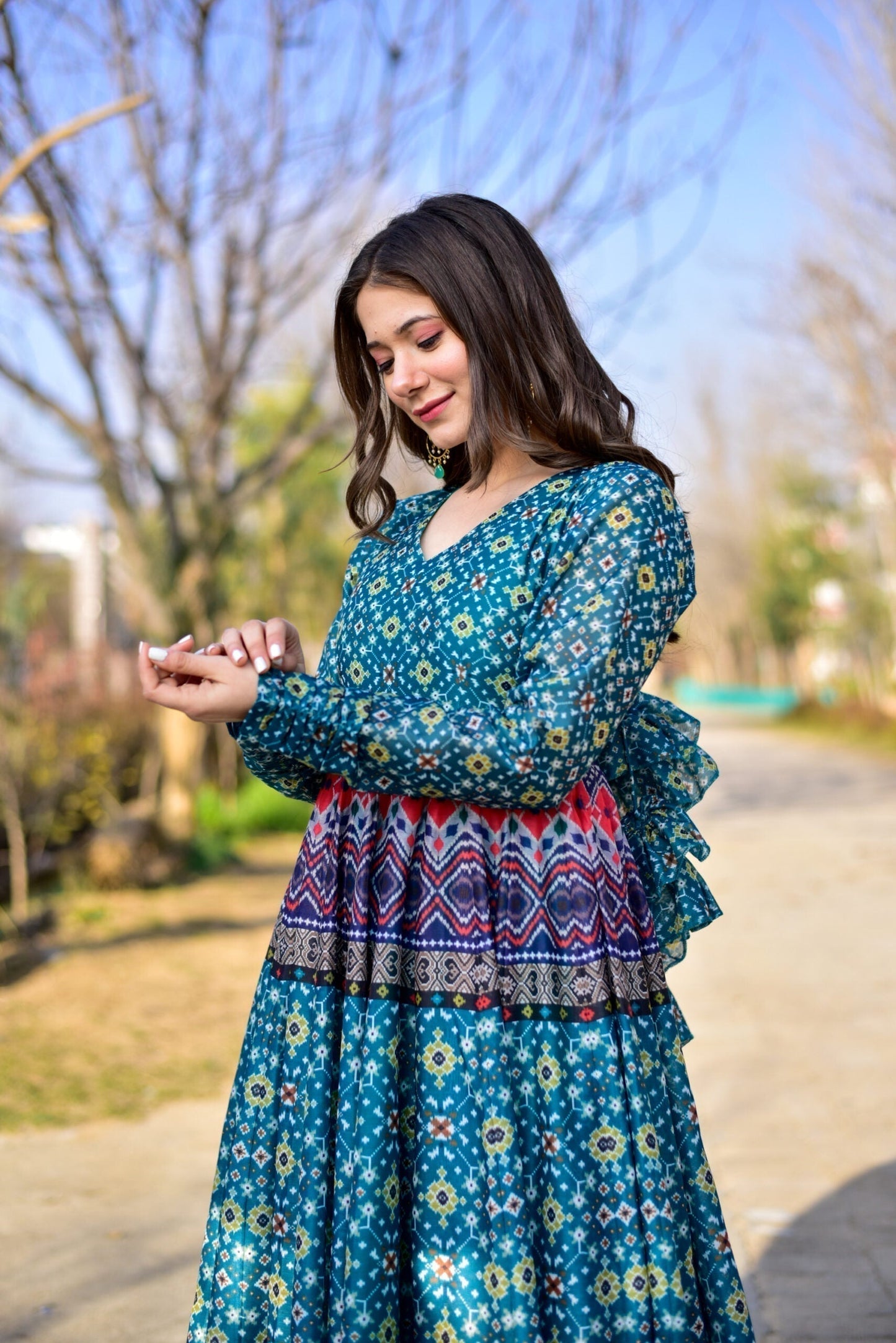 kushangini chanderi maxi set