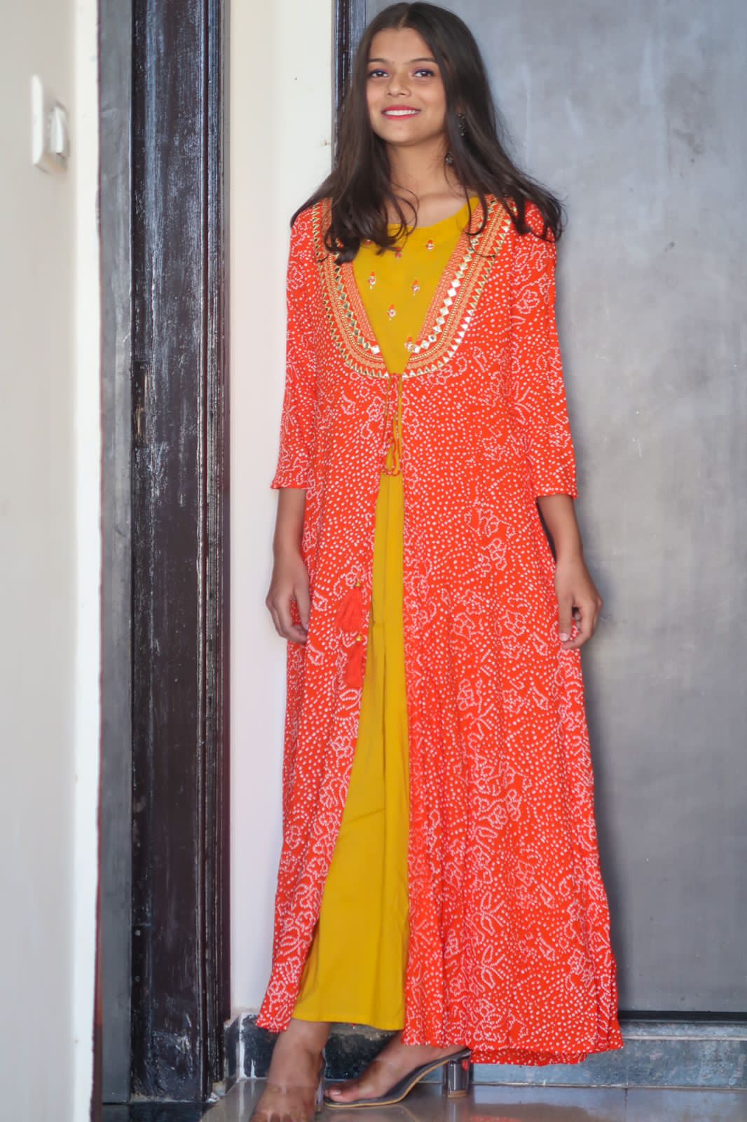 KesariyaVanity Must Have Festive Ready Bandhej Gown Suit - DEAL