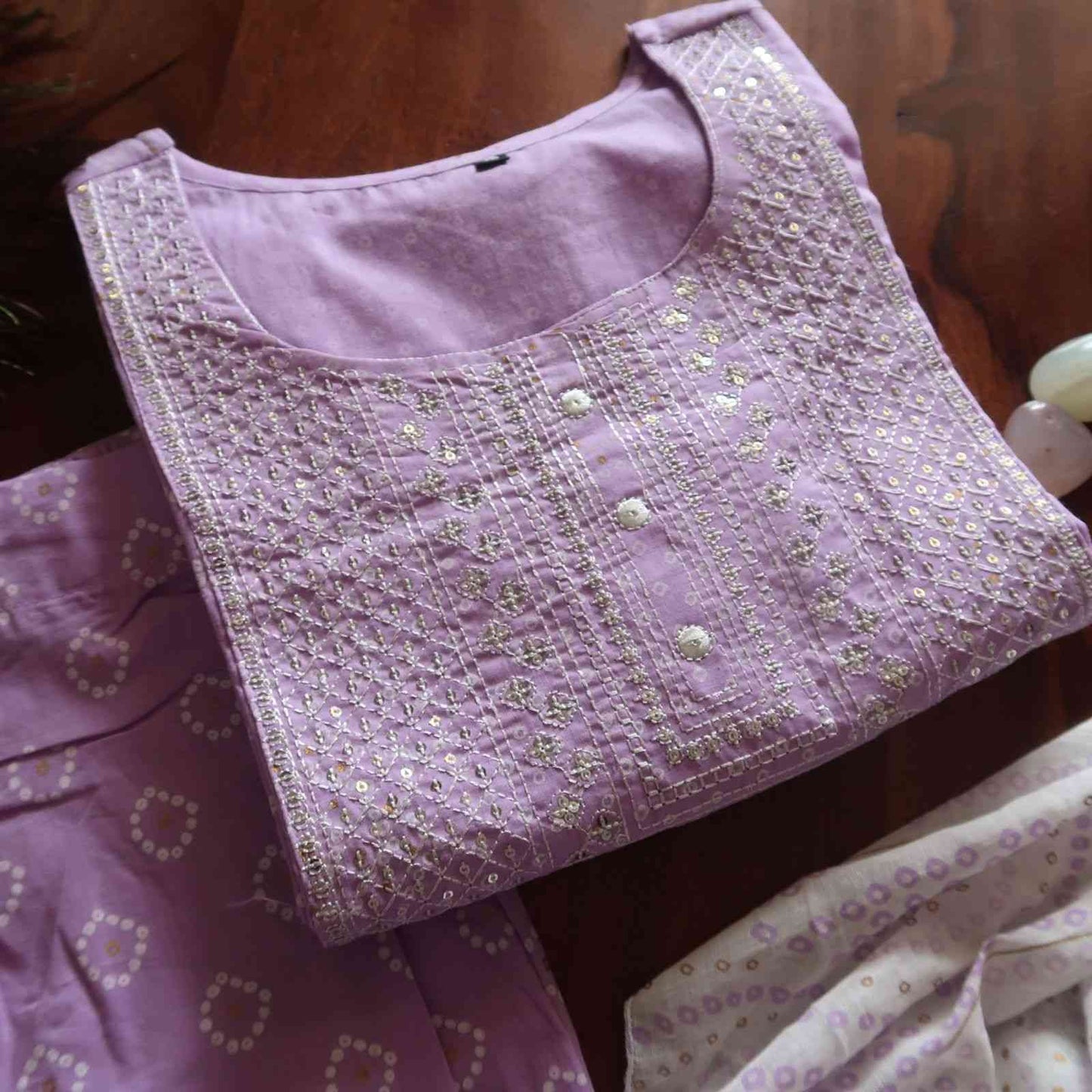 Lavender Bandhej Sequin Suit (3 piece)